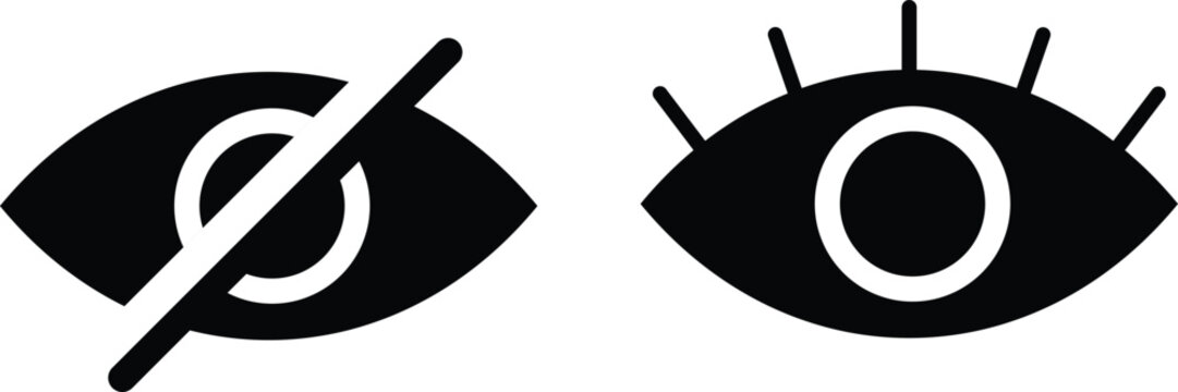 eye icon set. View and unview icons. visible invisible concept. See and unsee symbol. Show password. hidden password
