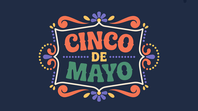 Cinco de Mayo celebration colorful graphic design with floral elements and text