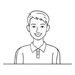 Obraz premium Line Art Illustration of a Smiling Young Man Wearing a Polo Shirt