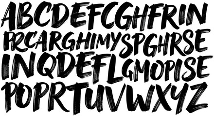 Handwritten Alphabet Letters Brush Stroke Style. © Ibuk
