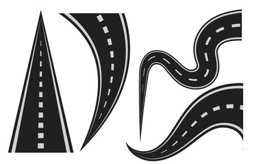 Fototapeta premium Curved Road Vector Set with Different Path Shapes, Transportation Route Design Collection, Modern Minimal Street and Highway Illustration for Navigation, Travel and Direction Concept