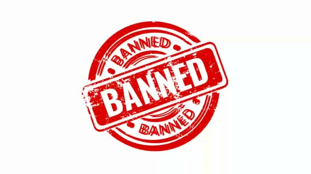 Banned stamp animation with red color.