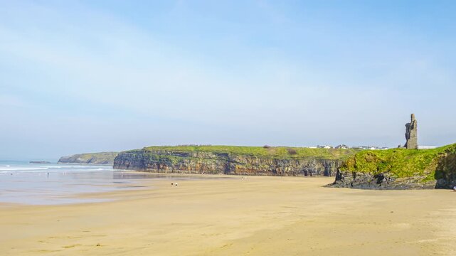 Ballybunion Ireland Day Timelapse, Beach during Low Tide, Kerry Ireland