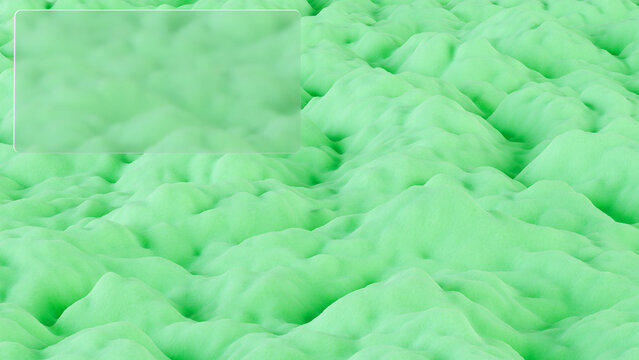 Abstract relief landscape with soft shapes and tactile texture of the material. An unusual surface with smooth curves and hills for a modern design. Glass translucent plate.
