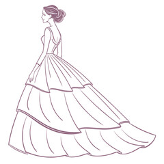 Fototapeta premium Elegant Wedding Gown Sketch Bride Dress Fashion Illustration