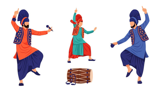 Traditional Indian dancers performing Bhangra.
