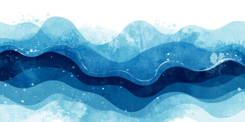 Abstract blue waves design illustration featuring a light vector curve pattern and ocean water texture for a business web banner backdrop or wallpaper template style © Asad Shehbaz