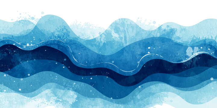 Abstract blue waves design illustration featuring a light vector curve pattern and ocean water texture for a business web banner backdrop or wallpaper template style