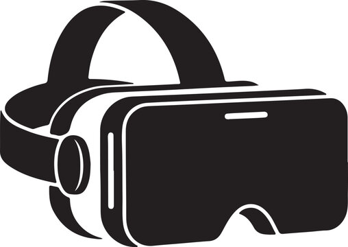 Virtual reality headset with attached headband for immersive digital experiences silhouette vector icon