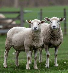 Fototapeta premium sheep grazing in green field