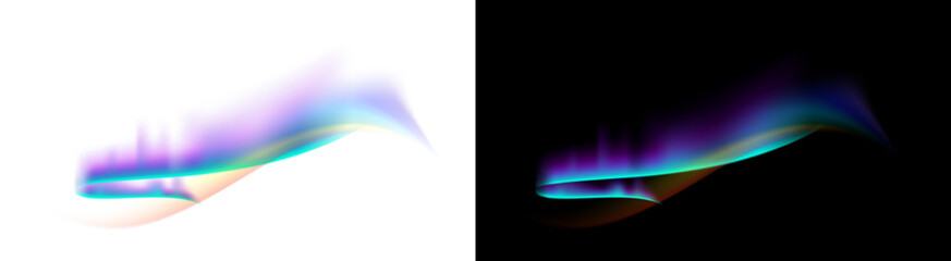 PNG image of Vibrant glowing aurora borealis effect captured in a swirling wave design rendered with soft artistic gradients on transparent background © Nurun Nahar