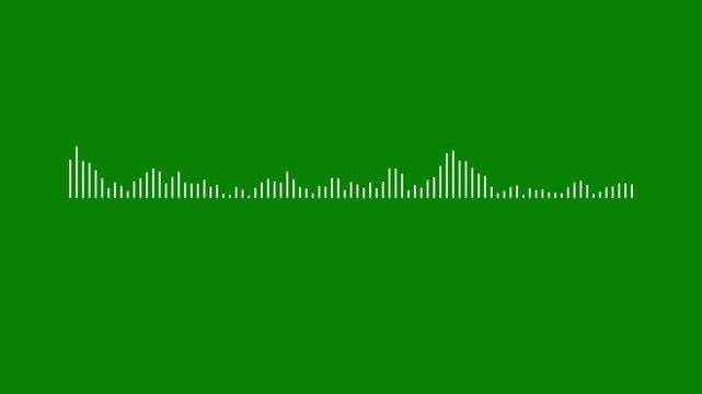 White glow music waveform, 4k sound spectrum animation on green background, abstract linear audio visualizer, minimalist frequency pulse, professional sound wave, audio motion effect.
