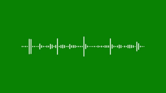 White line sound wave spectrum, 4k audio waveform on green background, abstract music frequency animation, minimalist pulse visualizer, digital sound wave, sleek audio motion graphics,