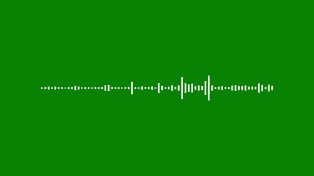 White line sound wave spectrum, 4k audio waveform on green background, abstract music frequency animation, minimalist pulse visualizer, digital sound wave, sleek audio motion graphics,
