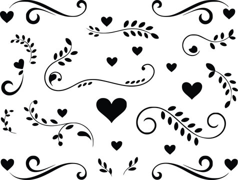 Heart and Leaf Swirl Vector Illustration