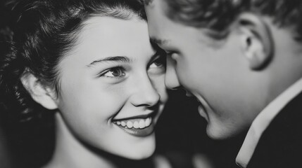 Fototapeta premium a vintage black and white foto of a romantic couple in love