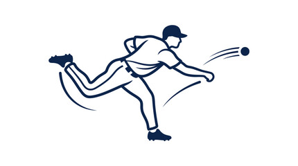 Fototapeta premium Baseball Player Pitching the Ball Line Art