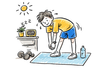 Fototapeta premium Habit image uneven generation messy simple icon vector person doing exercise healthy