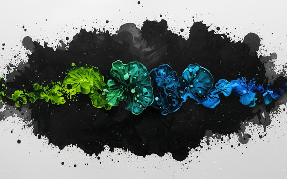 Abstract Paint Splatter: A vibrant display of colors bursts forth, showcasing intricate patterns and textures created by the interplay of ink and motion.