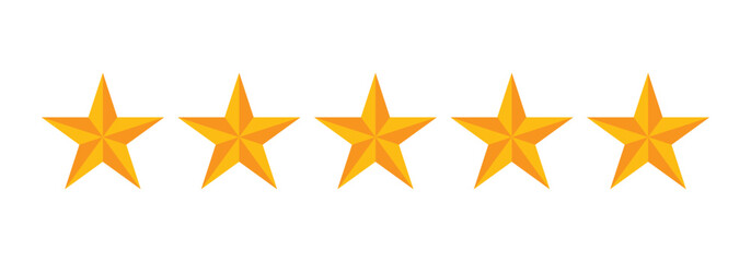 Obraz premium Five Golden Stars Rating Vector Illustration Set for Premium Quality Feedback, Customer Review, and Excellence Ranking