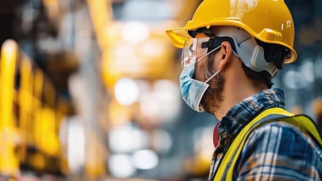 Prioritizing worker safety with protective gear in a warehouse setting during the day