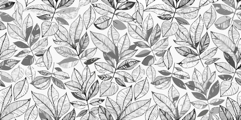 Delicate sketched leaves create a seamless botanical pattern © Savankar
