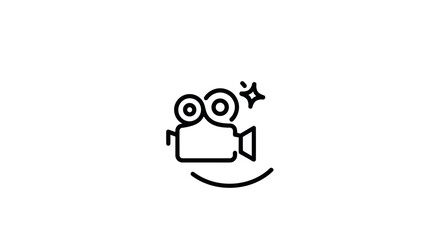 Obraz premium Creative Video Camera Icon with Sparkle Effect - Cinematography and Production Symbol