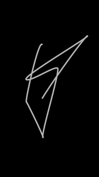 A white hook symbol on a solid black background with simple design