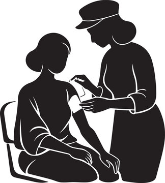 Nurse Applying Transdermal Medication Patch Silhouette