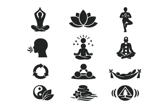 Pose generation meditation image simple icons symbol icon vector yoga calm diagram