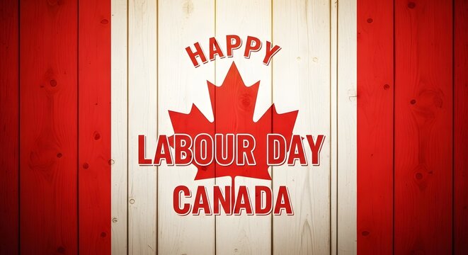 Happy labor day canada celebration with maple leaf