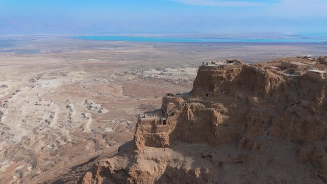 Aerial view of Masada National Park in the Judaean Desert
