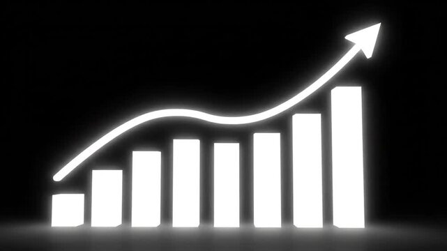 Minimalist glowing white bar graph on a black background