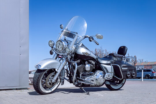 Poznan, Poland - April 2, 2026. Harley-Davidson Road King, a classic vintage-style Harley-Davidson chopper.