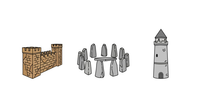 Medieval Castle Tower Architecture Structures.