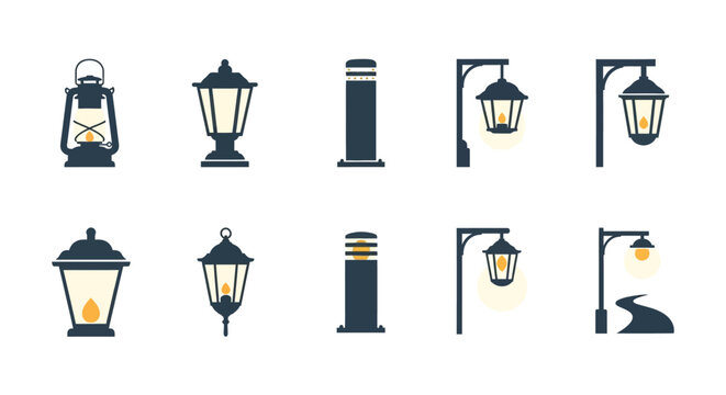 Street lamps in various designs.