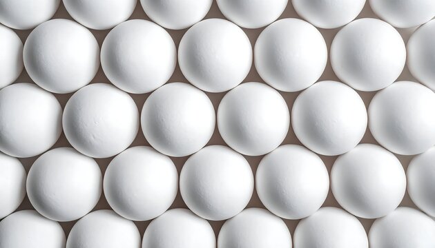 Seamless pattern of white eggs, tightly packed, uniformly lit with subtle shadows