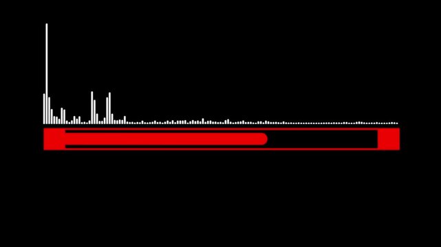 Audio music with loading bar icon and dark background 4k motion video animation.