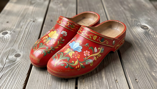 two wooden shoes