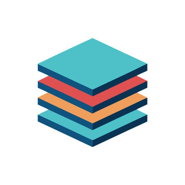 Stack of colored squares or layers for data or document management stock vector