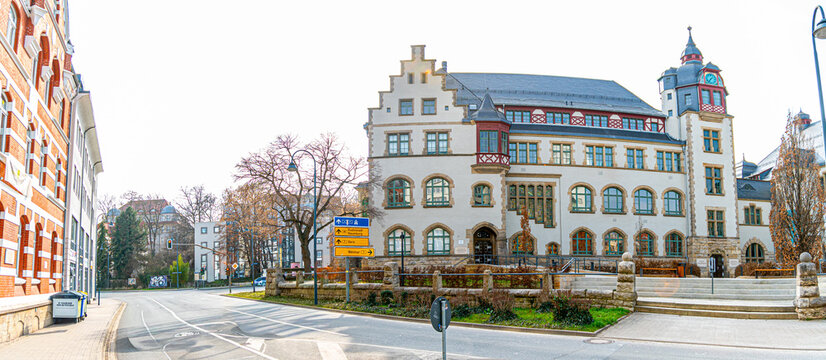 Skyline of Jena in the Saale Valley, Thuringia, Germany, featuring modern architecture and green surroundings at sunset &ndash; ideal for travel, urban, and European city concepts.