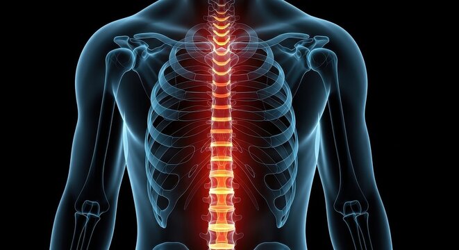 Human Spine Anatomy Illustration - Medical Visualization, Back Pain, Spinal Cord