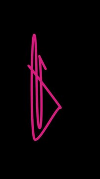 Neon pink arrow glowing on black background for modern digital design and technology concepts