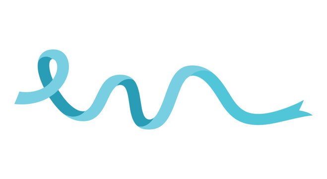 Single flowing blue ribbon wave with a loop at one end and a fishtail cut at the other end on a clean white backdrop.