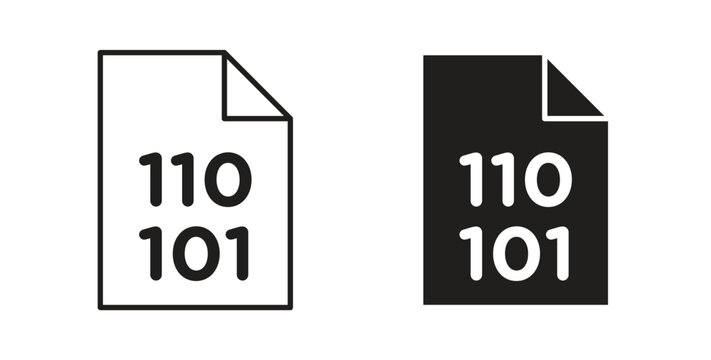 Binary code icon on white background. icon set