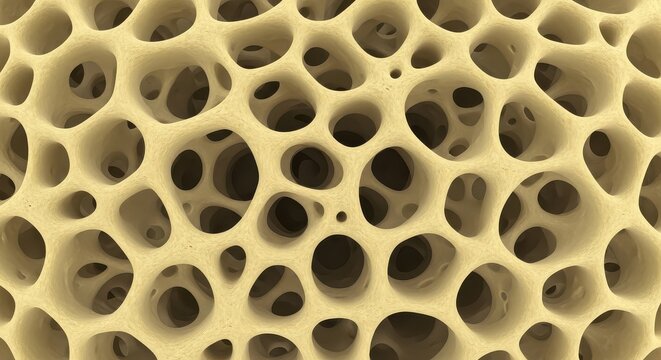 Osteoporosis Bone Structure, Anatomy Close-Up, Microscopic View, Medical Illustration
