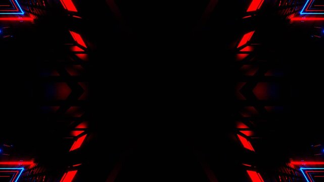 Red and Blue Neon Strobe Triangle Kaleidoscope Background VJ Loop in 4K
