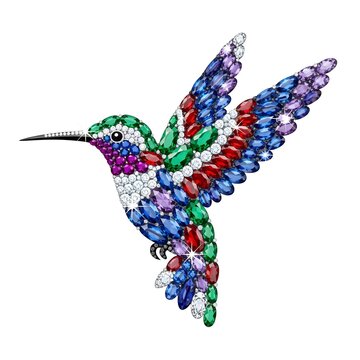 A colorful hummingbird made of jewels