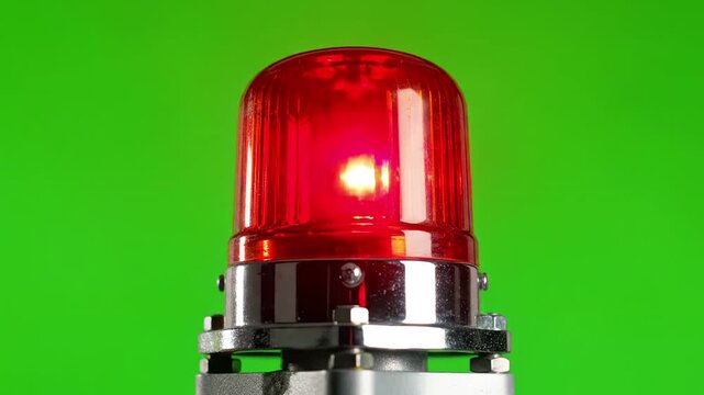 Warning light indicating a malfunction against green screen background.