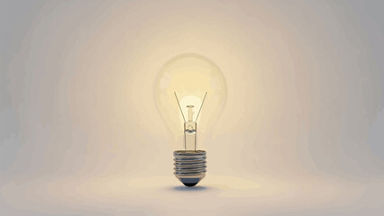 A glowing light bulb stands alone on a plain background, symbolizing innovation and creativity. © Visionary Vistas